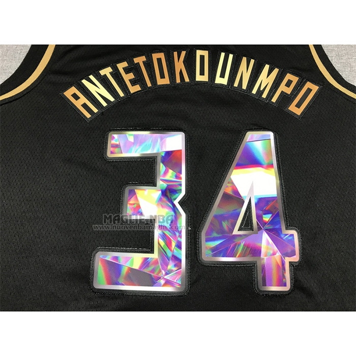Maglia
 Giannis Antetokounmpo NO 34 Milwaukee Bucks Golden Edition 2021-22 Nero
